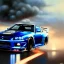 Placeholder: hyperrealism Drawing of 'Dark Blue Nissan Skyline GTR r34' three quarter frontal aerial view, by gaston bussiere, greg rutkowski, yoji shinkawa, yoshitaka amano, tsutomu nihei, donato giancola, tim hildebrandt,oil on canvas, cinematic composition,Sharp detail,extreme detail,fit full head inside picture,16k