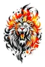 Placeholder: roaring fire lion ink logo, white background