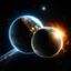 Placeholder: critical point abstract planet earth and the moon and the sun