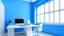 Placeholder: A modern and minimalist office Zoom background for a software company. Colors must be mainly blue and white.