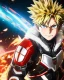 Placeholder: Detailed anime portrait of bakugo from my hero academia, gold hair and golden eyes, black suit, intricate details, full body portrait, keep head in frame, slight smile, black Japanese motif, concept art, highly detailed, digital painting, concept art, sharp focus, illustration, art by Yoji Shinkawa, WLOP and greg rutkowski and alphonse mucha and artgerm and yanjun Chen and Junji ito and Makoto Shinkai, HDR, octane render