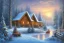 Placeholder: Christmas cabin river mountain