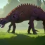 Placeholder: stegosaurus in the jungle eating grass showing mouth