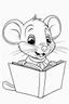 Placeholder: blank colouring book, white blank background, simple picture for toddlers, little mouse, disney and pixar style