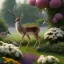 Placeholder: pixar style, volumetric summer garden environment and background, realistic painting of gazelle, looking excited, volumetric lighting, dramatic lighting, detailed digital painting, extreme dense and fine fur, anime, ornate, colour-washed colors, elegant, small minutiae, tiny features, particulars, centered, smooth, sharp focus, renderman gofur render, 8k, uhd, detailed eyes, realistic shaded volumetric lighting, sunlight caustics, backlight, centered camera view