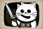 Placeholder: Cat smiling with a bloody knife. Illustration.