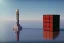 Placeholder: A single, tall Rubik cube skyscraper tower