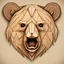 Placeholder: combine textured wood with stylized shape of a bear head, graphic style, minimalistic, clean