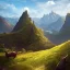 Placeholder: Landscape Ikoria Mountains with a goat in the edge of the frame