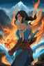 Placeholder: Avatar Korra as a Final Fantasy character, in The Avatar State, Feel the fire blazing, Feel the water raging, Fear not the tempest wailing, Fear not the borders hailing, Final Fantasy 16 Art Style