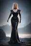 Placeholder: Kate Winslet as evil queen in black leather gown, cleavage, angry, stern look unreal 5, octane render,cinema4d, dynamic lighting, dramatic lighting, 4k, redshift render, highly detailed, hyper realistic