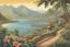 Placeholder: a beautiful vintage aqaurelle hawaii with landscape scene ,Detailed image, Wonderful masterpiece, high detail, Vibrant details, line art, balanced