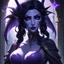 Placeholder: drow elf woman, sorceress, dark hair, purple skin, digital art, dark fantasy