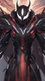 Placeholder: Rainhard suit mix with venom symbiote in solo leveling shadow artstyle, rainhard armor, demon lord them, intricate details, highly detailed, high details