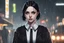 Placeholder: wednesday addams with short black hair in 8k 2D anime realistic drawing style, Gothic them, neon effect, close picture, rain, highly detailed, high details, detailed portrait, masterpiece,ultra detailed, ultra quality