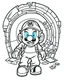 Placeholder: outline art for Mario In Tunnel coloring page, Japanese manga style, cartoon style, cute face, white background sketch style, full body is a must, only use outline, clean line art, no shadow, bold outline