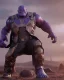 Placeholder: A brave robo thanos warrior with leather and metal combat clothes robotic metal with Chafee robo fighter