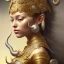 Placeholder: Sango fantasy, fantasy magic, intricate, sharp focus, illustration, highly detailed, digital painting, concept art, matte, art germ and Paul Lewin and Kehinde Wiley, masterpiece silver elephant head bronze Buddha Asian African girl nice breast Hawaiian hair turquoise golden waves