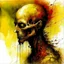 Placeholder: Strychnine Lovecraftian biomechanism, abstract surrealism, by Dave McKean and Stephen Gammell and VS Gaitonde, mind-bending watercolor and ink illustration; warm colors, off-centered fragmented composition, dark shines war, acid burn colors