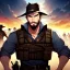 Placeholder: Clear Focus, High resolution, gunslinger, Bearded, short brown hair, serious eyes,