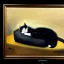 Placeholder: oil portrait of a Cat Sleeping in a Black sofa by Ignacio Zuloaga 8k