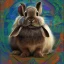 Placeholder: girl rabbit with blue third aye, aboriginal, dot painting, indiginous, dot, mud, dream-time, abstract, dots, natural pigment, extremely sharp detail, finely tuned detail, ultra high definition, 8 k, unreal engine 5, ultra sharp focus, art germ and Paul Lewin and Kehinde Wiley