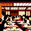 Placeholder: Escena de restaurante japones lleno de personas comiendo