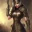 Placeholder: arab female warrior sexy black hair cleavage ornate metal armour silks