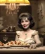 Placeholder: Ultra realistic photographic portrait, happy elegant Gina Lollobrigida woman sitting with arms resting on Italian kitchen table, pretty tortellini dish, classic style decoration, cold, soft color, highly detailed, unreal engine 5, ray tracing, RTX, lumen lighting, ultra detail, volumetric lighting, high definition.