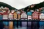 Placeholder: Colored pencil drawing, Very detailed, Realistic, Drawing of the colorfull houses in the city Bergen in Norway. Colorfull, professional, realistic, detailed, ultra HD, pencil strokes