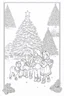 Placeholder: coloring page of a Christmas drawing, A4, white background, black and white, fun children book style