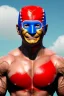 Placeholder: realistic image of joe biden as a mexican wrestling fighter posing, Mexican eyes wrestling mask, red and blue breeches, retro style, 80s, vibrant color, highly detailed, sky background, concept art, unreal engine 5, god rays, ray tracing, RTX, lumen lighting, ultra detail, volumetric lighting, 3d, finely drawn, high definition, high resolution.