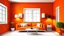 Placeholder: Red and orange living room with colorful sofa and air conditioner - 3D Rendering