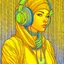 Placeholder: Moebius style scifi girl with headphones