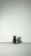 Placeholder: Bosch painting style, nightmare , a very small mouse standing in front of a big white wall with a giant shadow of the mouse on the white wall
