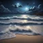 Placeholder: Hyper Realistic waves & seashore beach with night sky