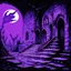 Placeholder: drawing of a demonic place with a purple color scheme