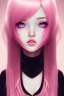 Placeholder: girl, cute, beautiful, headshot, pink hair, brown eyes, black clothes