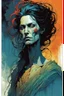 Placeholder: create an imaginative full body print illustration of an ethereal, otherworldly gaunt and withered ancient Romanian female Strigol vampire , in the comic book art style of Bill Sienkiewicz, Mike Mignola, and Jean Giraud Moebius, with highly detailed feminine facial features