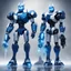 Placeholder: Gemini Man who is a robot master and a twin in dark blue with ice-white robot armor and a light-blue with white spikes, the dasterly duo will confuse and destroy their foes, Masterpiece, Best Quality, Nightmare Fuel, horror