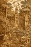 Placeholder: A brown and light tan jungle with a temple designed in Australian aboriginal art painted by MC Escher
