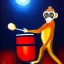 Placeholder: A monkey playing the drums, london at night, oil painting