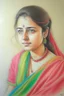 Placeholder: colour pencil sketch of a women