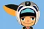 Placeholder: cute cartoon character with a racing helmet