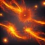 Placeholder: Fire electrons moving in a circular path around fire protons and ice neutrons, complete and detailed components, full HD, 8K, 16K