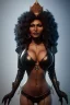 Placeholder: Pam Grier as evil queen in black leather, leather, busty, cleavage, angry, stern look. character design by cory loftis, fenghua zhong, ryohei hase, ismail inceoglu and ruan jia. unreal engine 5, artistic lighting, highly detailed, photorealistic, fantasy