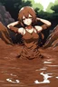 Placeholder: Anime girl sinks in brown opaque grainy mud