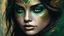 Placeholder: <lora:Texturized:1.0> close up of painting of woman face, detailed painting, Bastien L. Deharme, gothic art, eyes full of love, 8k, high detail, shades of dark green and gold, tribal atmosphere, weathered face