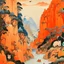 Placeholder: A light rosy orange colored oriental gorge with pandas painted by the Limbourg brothers