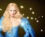 Placeholder: portrait of a beautiful blond woman fairy with long hair blue eyes and sparkling dress with diamonds